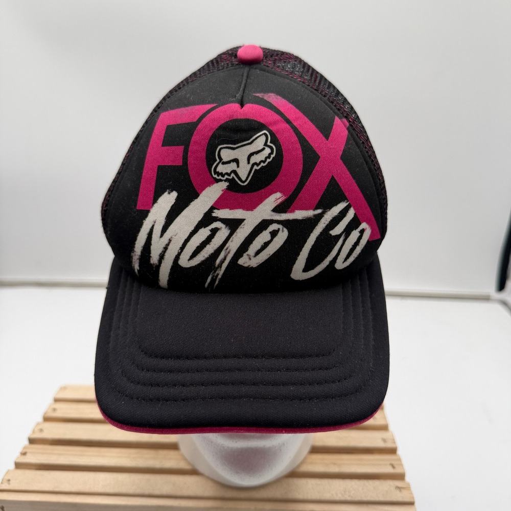 Fox Racing Trucker Hat Moto Co Snapback Mesh Logo Black Pink Women OSFM